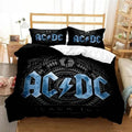 Housse de couette AC/DC logo bleu Black Ice sur fond noir