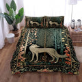 Housse de couette motif floral victorien avec renard dans une forêt