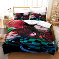 Parure de lit Demon Slayer Anime, portraits de personnages sur fond coloré