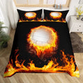 Housse de couette volleyball ballon en feu sur fond noir