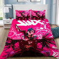 Housse de couette Arcane Jinx, graffiti et texte Jinx sur fond rose