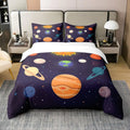 Housse de couette système solaire violet avec Saturne, Jupiter et Terre