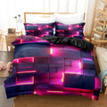 Housse de couette tuiles lumineuses 3D roses et violettes