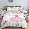 Housse de couette Danse Classique, ballerine en tutu rose avec un chaton