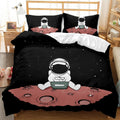 Housse de couette astronaute enfant assis sur la lune avec un ordinateur
