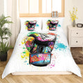 Housse de couette boxe gant graffiti multicolore sur fond blanc