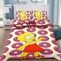 Parure de lit Les Simpson, Lisa entourée de donuts roses avec logo sur fond blanc