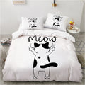 Housse de couette Chat mignon, chat debout avec texte Meow sur fond blanc