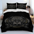 Housse de couette pitbull illustration dorée sur fond noir