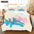 Housse de couette Poisson Betta Splendens, poissons dessinés bleus et roses sur fond beige