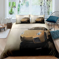 Housse de couette Voitures de Sport, voiture de sport dorée sur fond beige