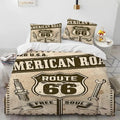 Housse de couette Route 66 American Road Free Soul style vintage beige