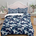 Housse de couette camouflage bleu marine et blanc