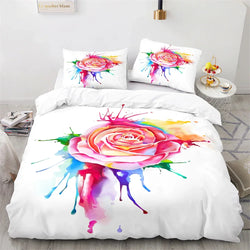 Housse de couette Saint Valentin, rose aquarelle avec éclaboussures de couleurs