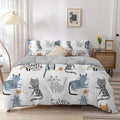 Housse de couette Chat mignon, chats gris et blancs avec pelotes de laine