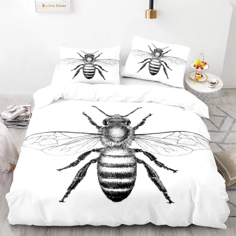 Housse de Couette Abeille Noir et Blanc