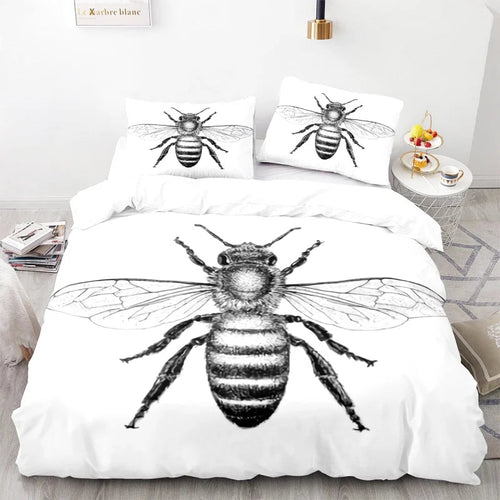 Housse de Couette Abeille Noir et Blanc