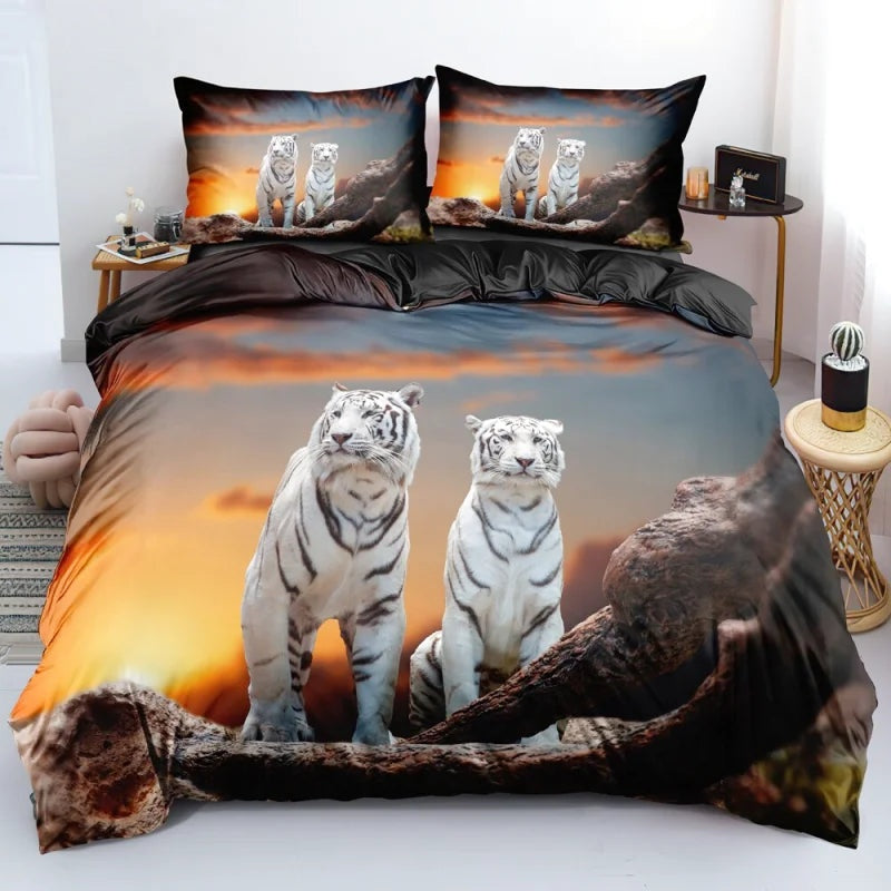 Housse de Couette Bébé Tigre Blanc