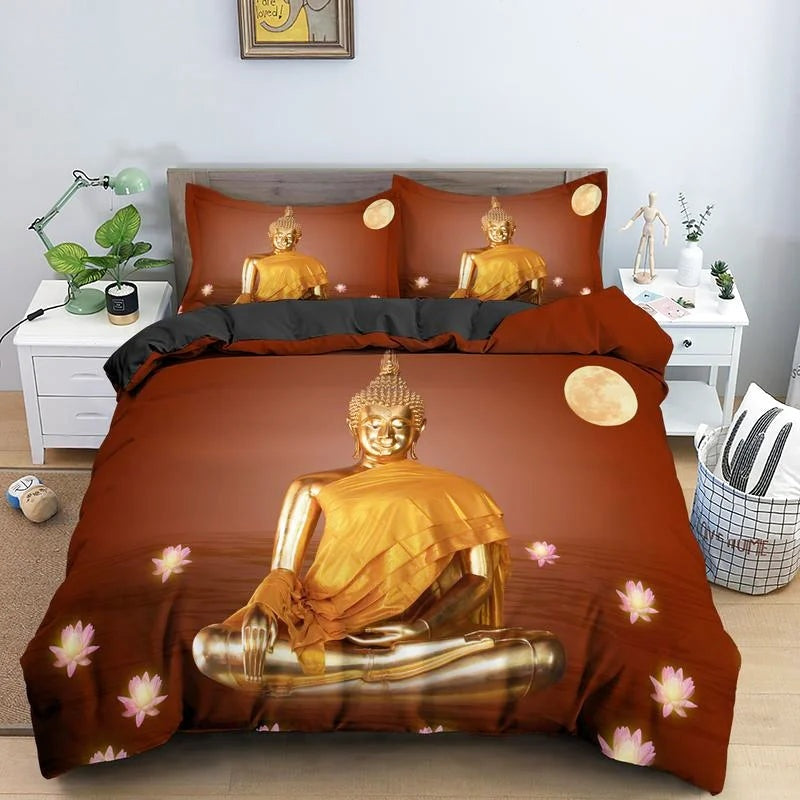 Housse de Couette Bouddha en Or