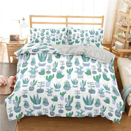 Housse de Couette Cactus Fond Blanc
