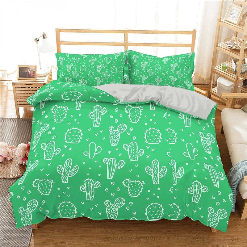 Housse de Couette Cactus Verte