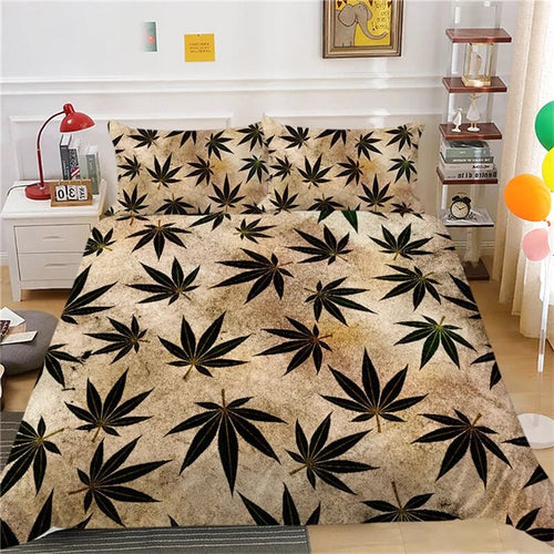 Housse de Couette Cannabis Noir