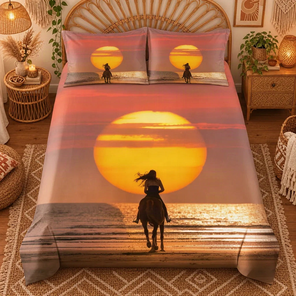Cavalière dans le soleil couchant - cavalière dans le soleil couchant