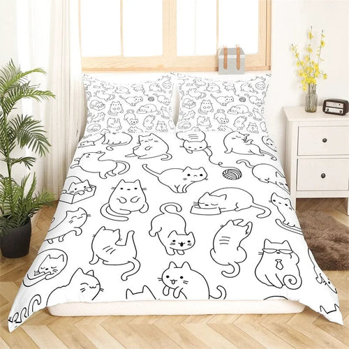 Housse de Couette Chat Blanche