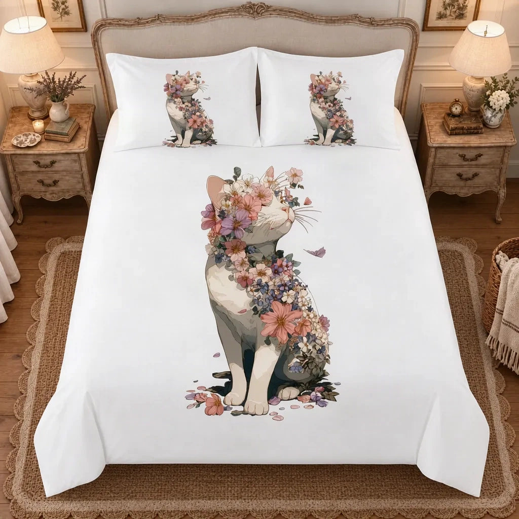 Chat dans une guirlande de fleurs - Chat dans une guirlande de fleurs