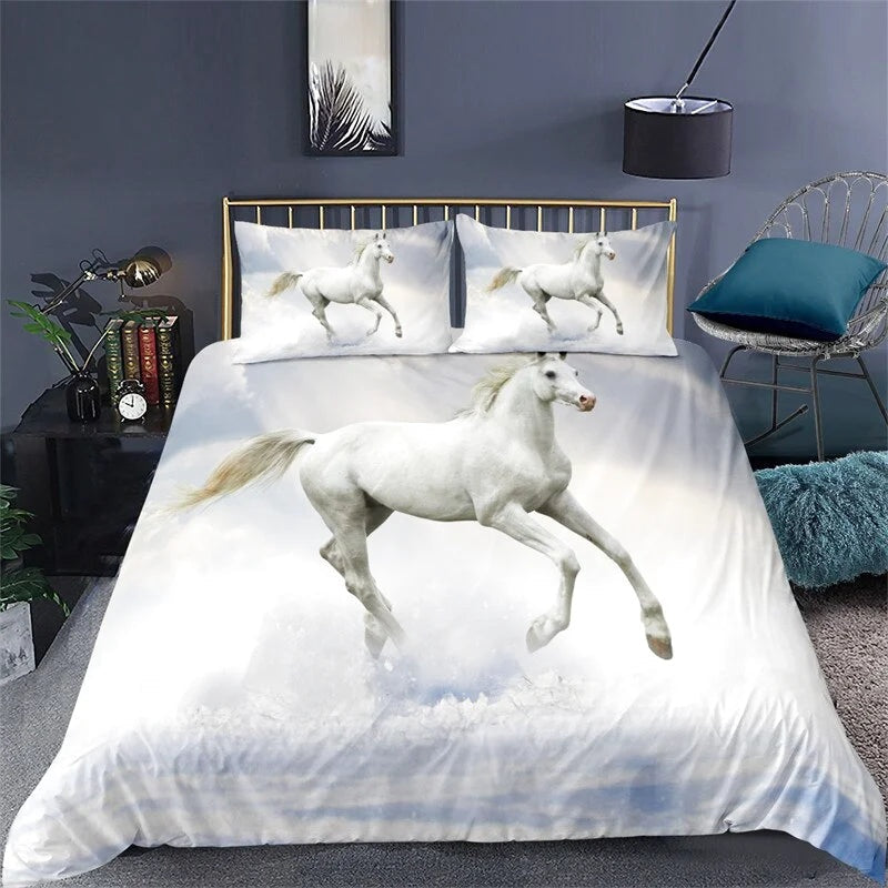 Housse de Couette Cheval Neige