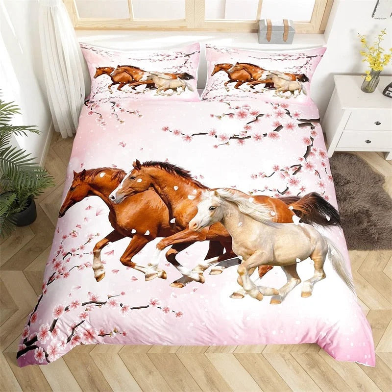 Housse de Couette Cheval Rose