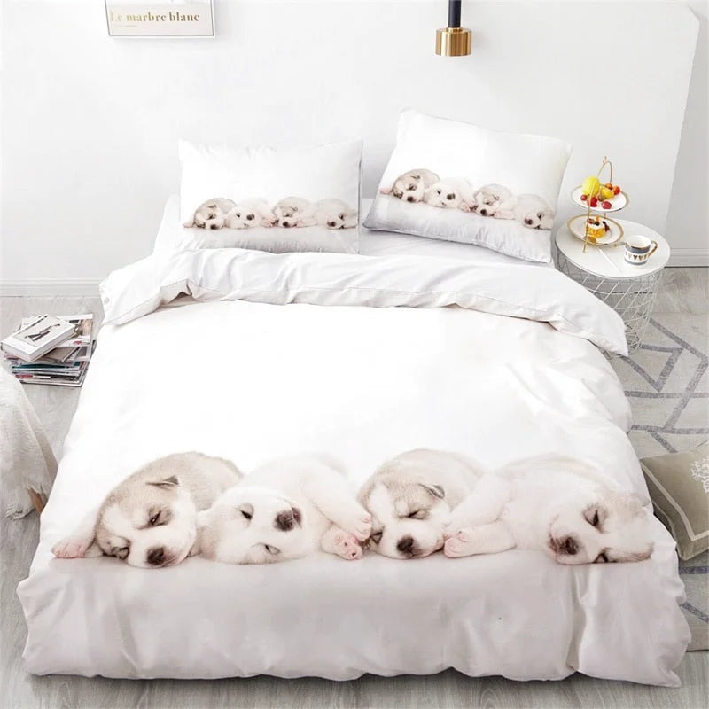 Housse de couette Chiots Blanche