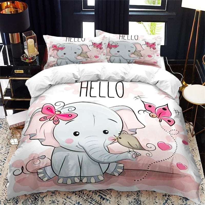 Housse de Couette Éléphant Dessin Animé