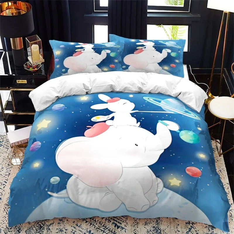 Housse de Couette Éléphant Lapin