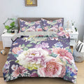 Housse de couette Fleurs Rose et Noire