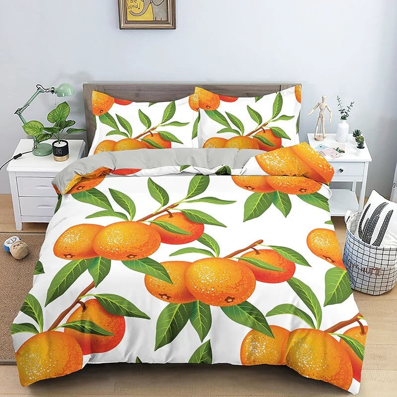 Housse de Couette Fruit Oranges Feuilles