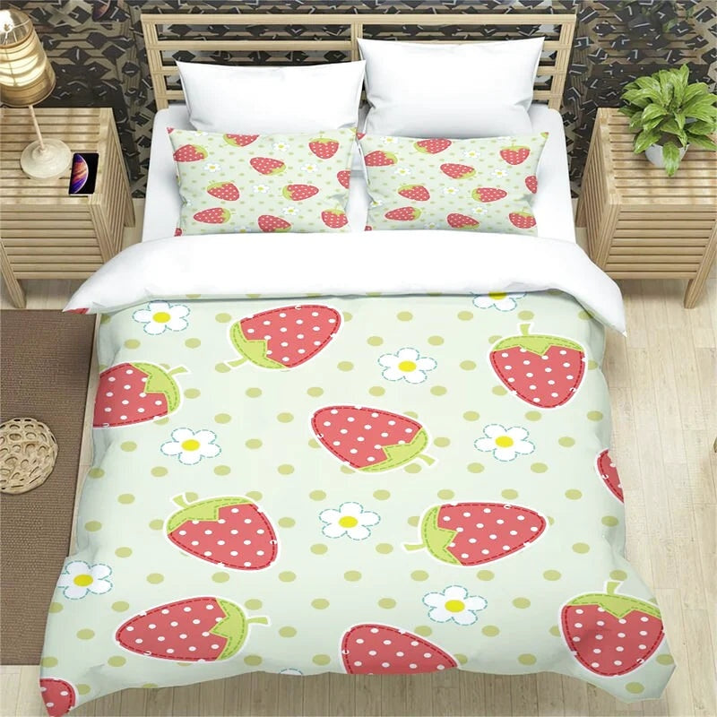 Housse de Couette Imprimé Fraises
