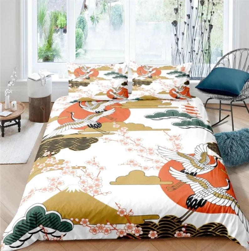 Housse de Couette Japon Oiseaux