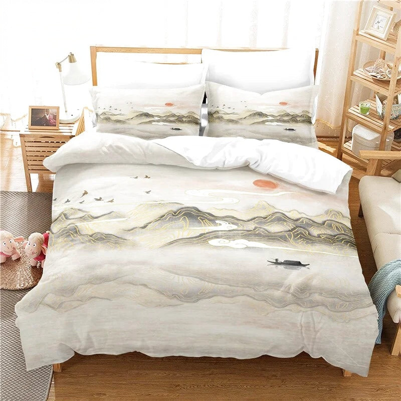 Housse de Couette Japonaise Soleil Rouge