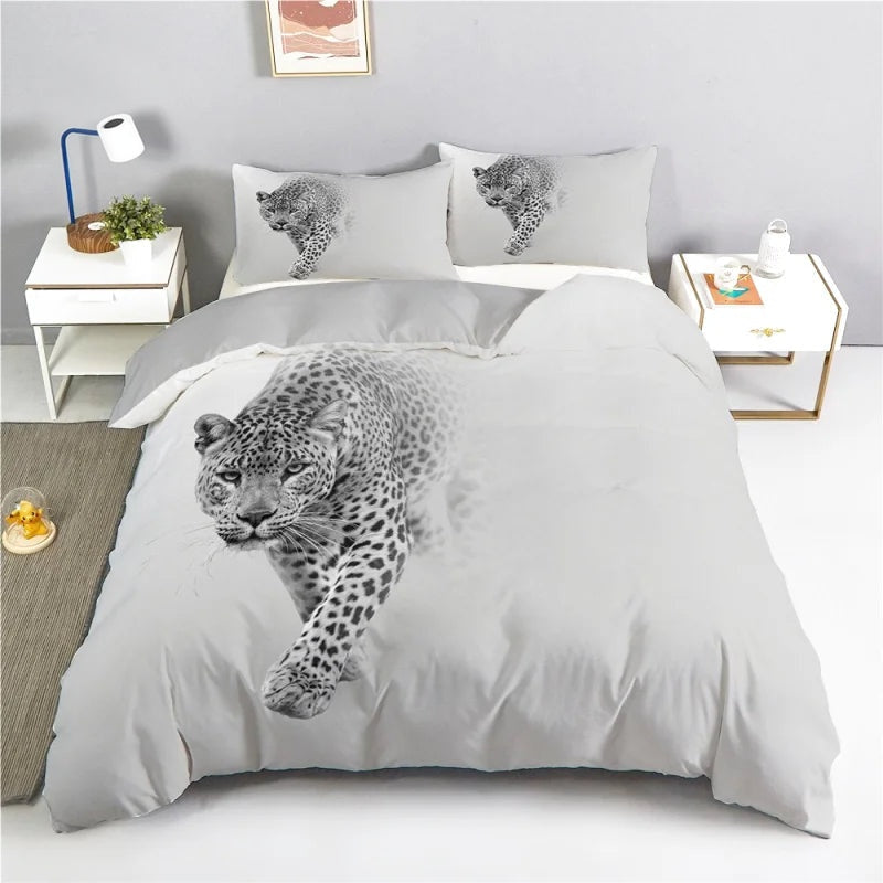 Housse de couette Léopard Blanche