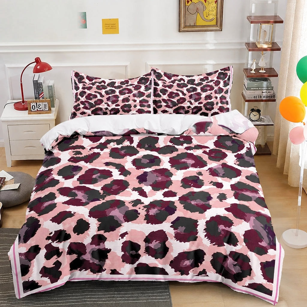 Housse de Couette Léopard Rose