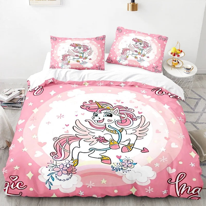 Housse de Couette Licorne Rose
