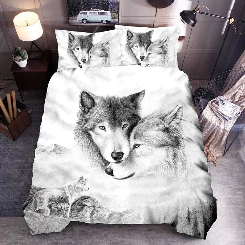 Housse de Couette Loup Gris