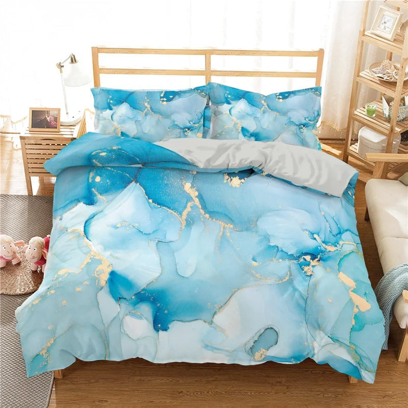 Housse de Couette Marbre Bleu