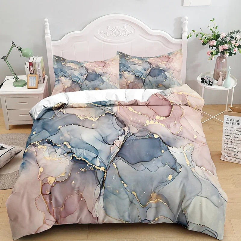 Housse de Couette Marbre Rose