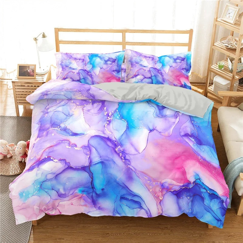 Housse de Couette Marbre Violet