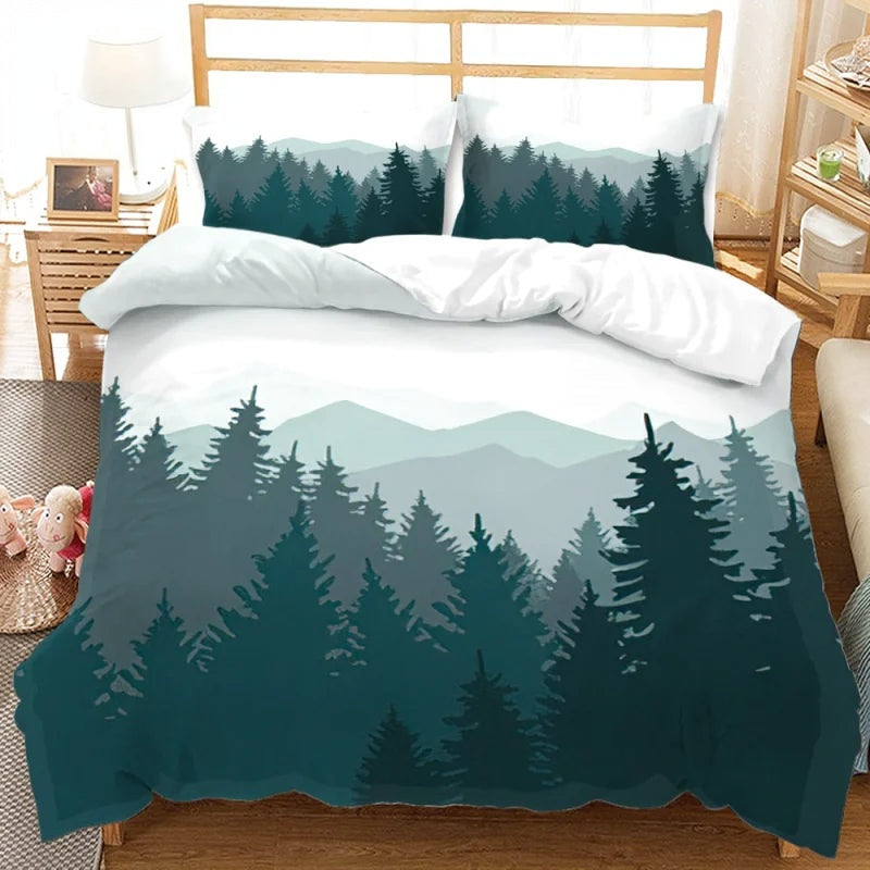 Housse de Couette Montagne Arbres