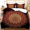 Housse de couette Inde, grand mandala bordeaux et or