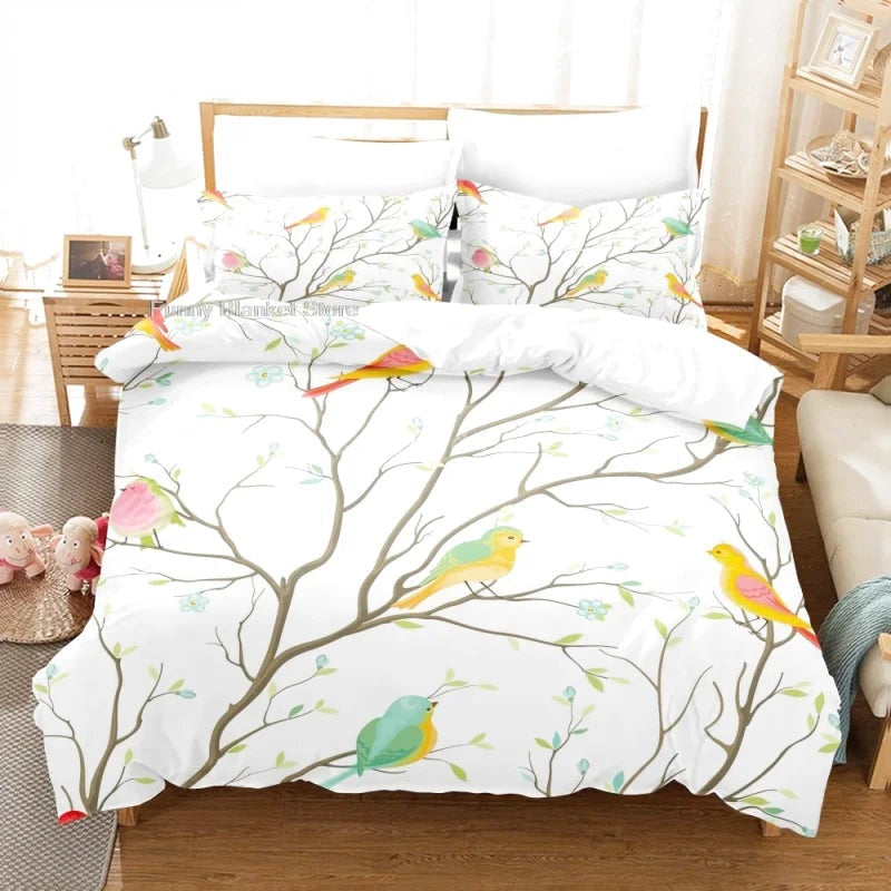 Housse de Couette Oiseaux Arbre