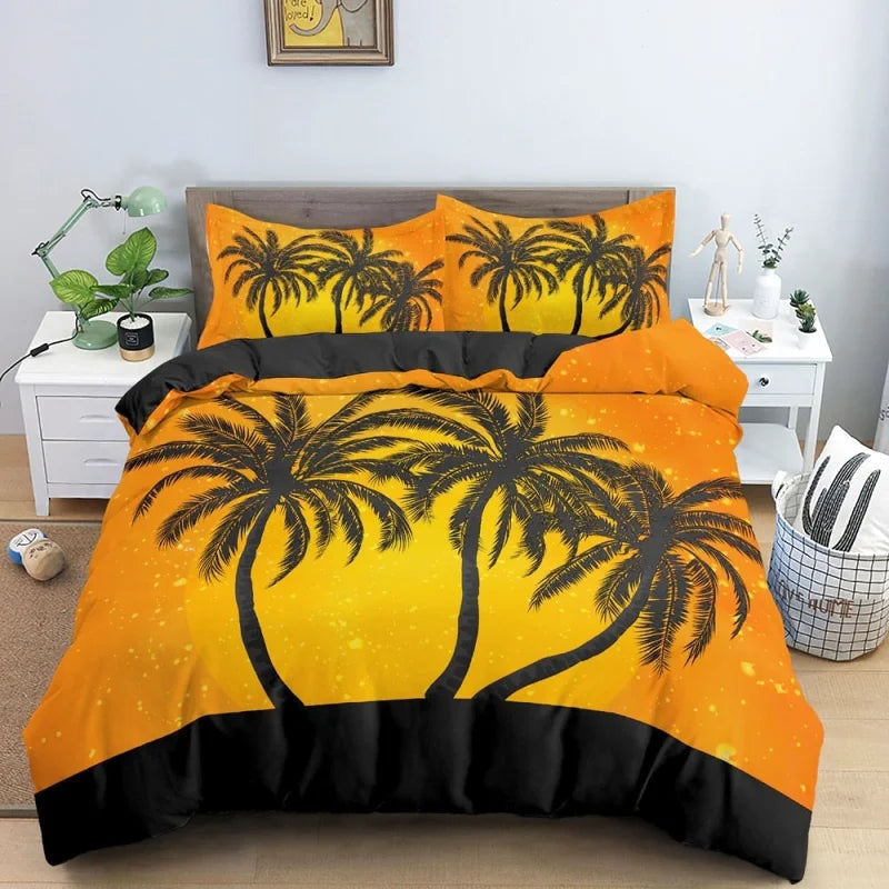 Housse de Couette Palmier Coucher de Soleil